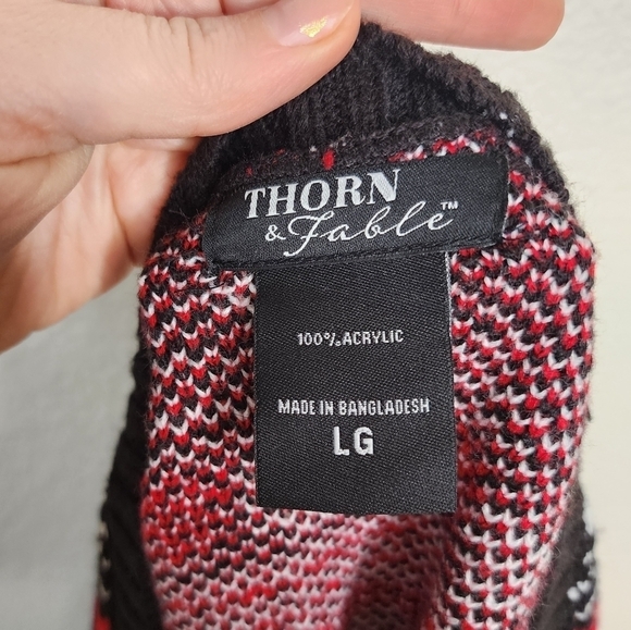 Hot Topic Mushrooms & Hearts Fair Isle  Cardigan Sweater L - Picture 7 of 7